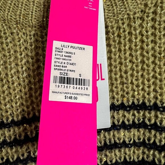 NWT Lilly Pulitzer Finney Sweater Sand Bar Sparkle Strip Size S - Picture 13 of 13